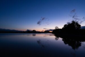 ニセコの水田の夕暮れ